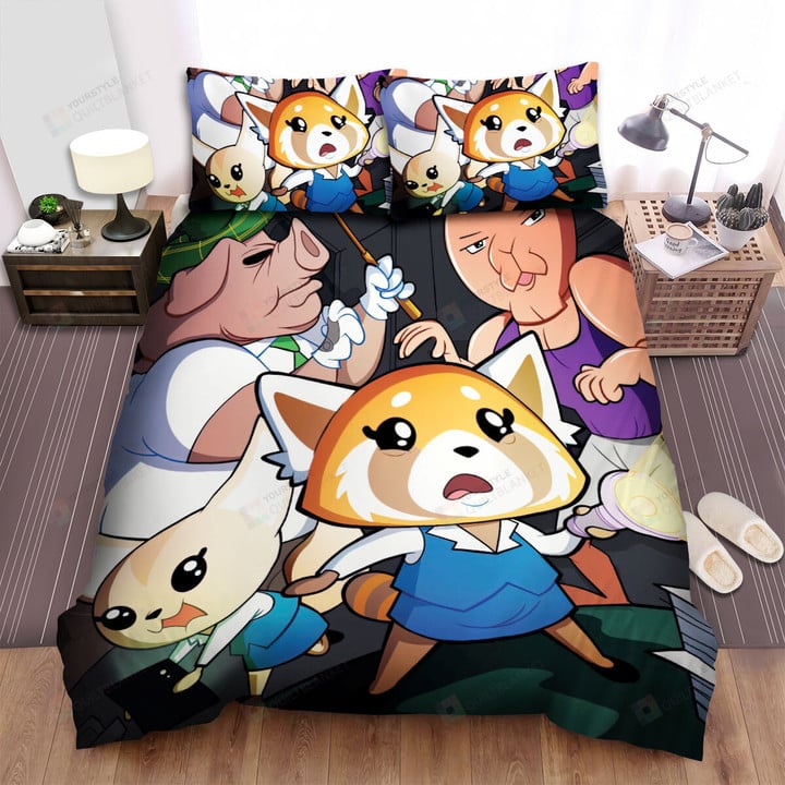 Aggretsuko Scary Night Art Cover Bed Sheets Spread Duvet Cover Bedding Sets