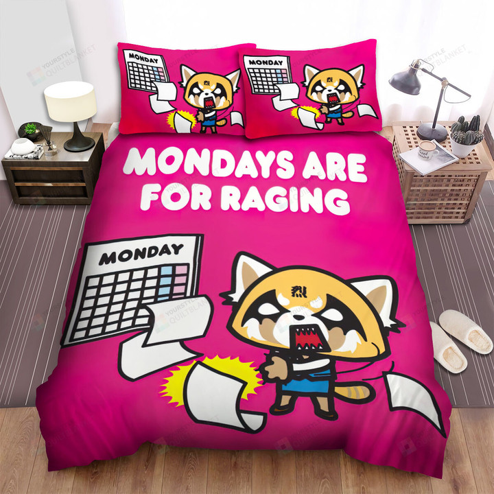 Aggretsuko Mondays Are For Raging Bed Sheets Spread Duvet Cover Bedding Sets