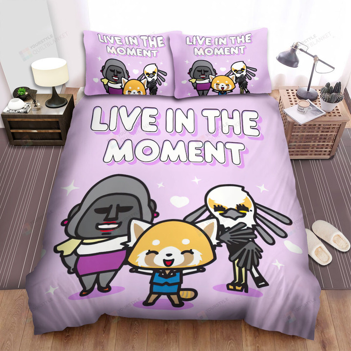 Aggretsuko Live In The Moment Bed Sheets Spread Duvet Cover Bedding Sets