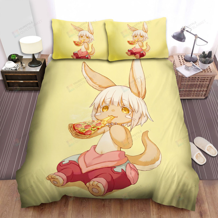 Made In Abyss Nanachi Loves Pizza Bed Sheets Spread Duvet Cover Bedding Sets