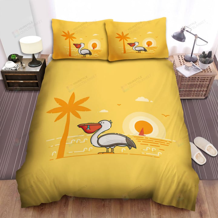 The Pelican In The Beach Bed Sheets Spread Duvet Cover Bedding Sets