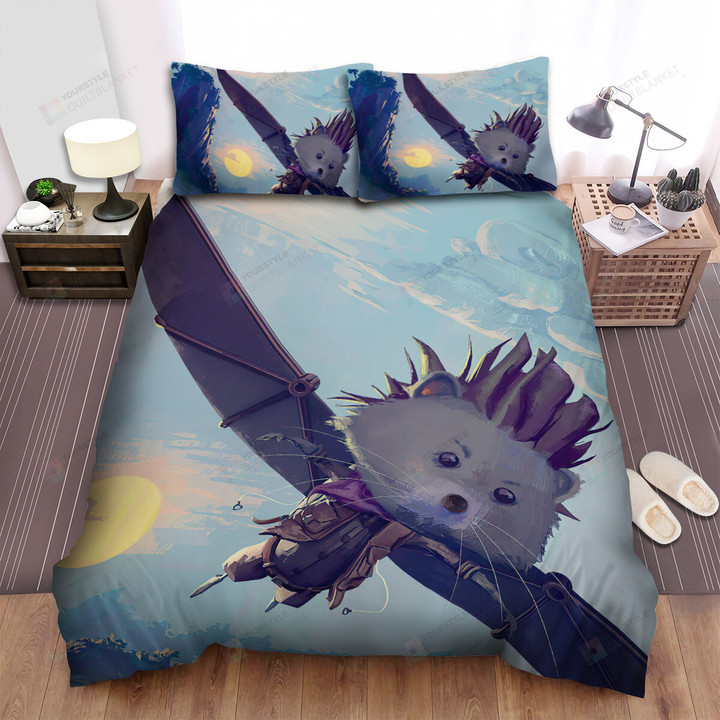 The Small Animal - A Hedgehog Flying Art Bed Sheets Spread Duvet Cover Bedding Sets