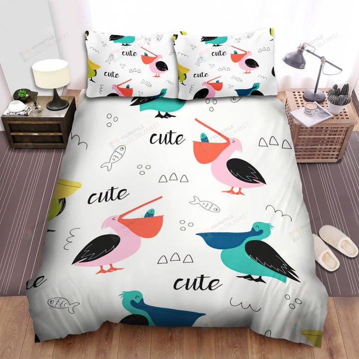 The Cute Pelican Bed Sheets Spread Duvet Cover Bedding Sets