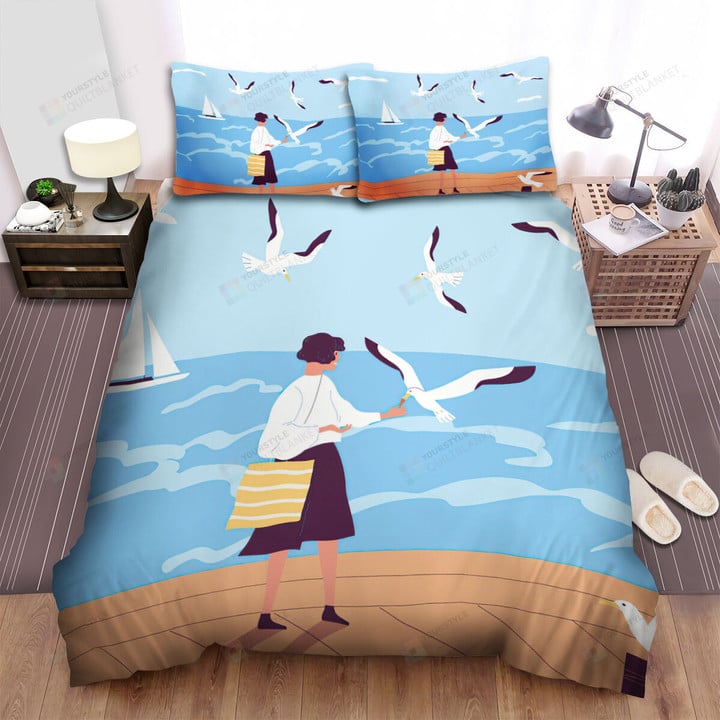 The Seagull And A Woman Bed Sheets Spread Duvet Cover Bedding Sets