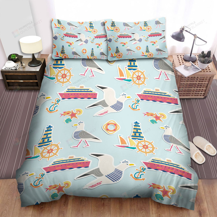 The Seagull Sticker Seamless Bed Sheets Spread Duvet Cover Bedding Sets