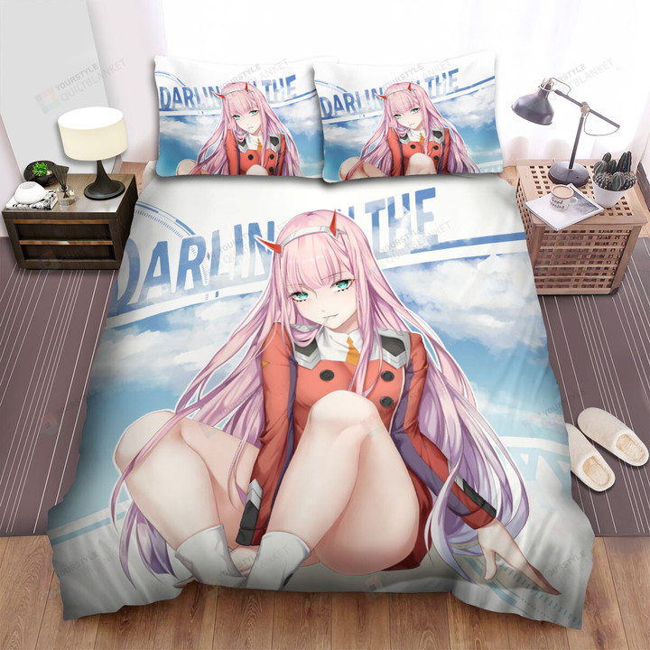 Darling In The Franxx Zero Two Smiling Artwork Bed Sheets Spread Duvet Cover Bedding Sets