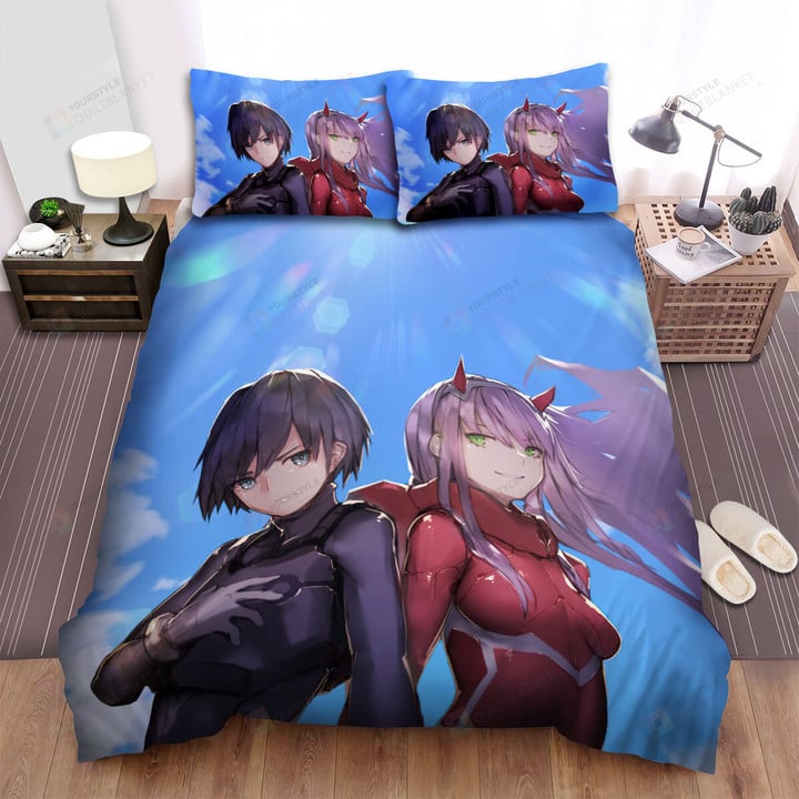 Darling In The Franxx Zero Two & Hiro Artwork Bed Sheets Spread Duvet Cover Bedding Sets