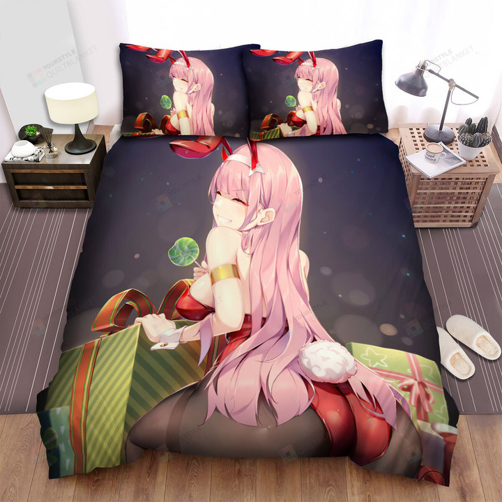 Darling In The Franxx Zero Two In Christmas Bunny Costume Bed Sheets Spread Duvet Cover Bedding Sets