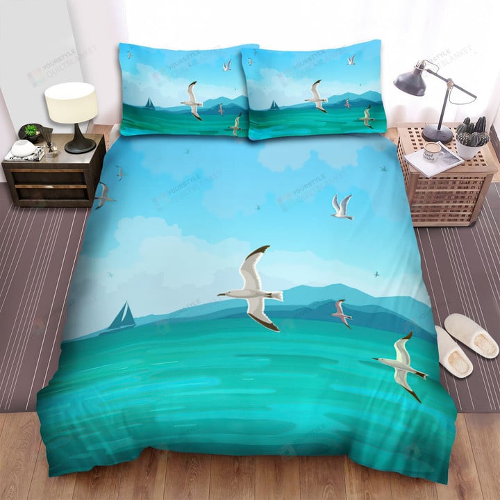 The Seagull Above The Water Bed Sheets Spread Duvet Cover Bedding Sets