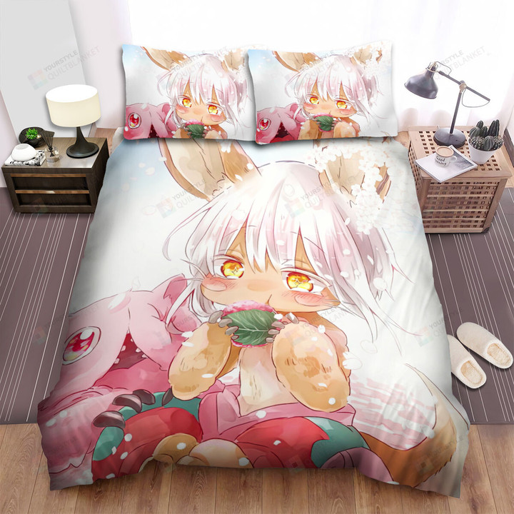 Made In Abyss Nanachi & Mitty In Cherry Blossom Artwork Bed Sheets Spread Duvet Cover Bedding Sets