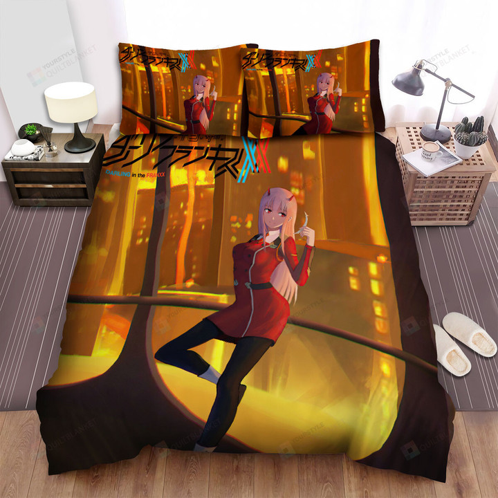 Darling In The Franxx Zero Two In Cyberpunk Theme Bed Sheets Spread Duvet Cover Bedding Sets