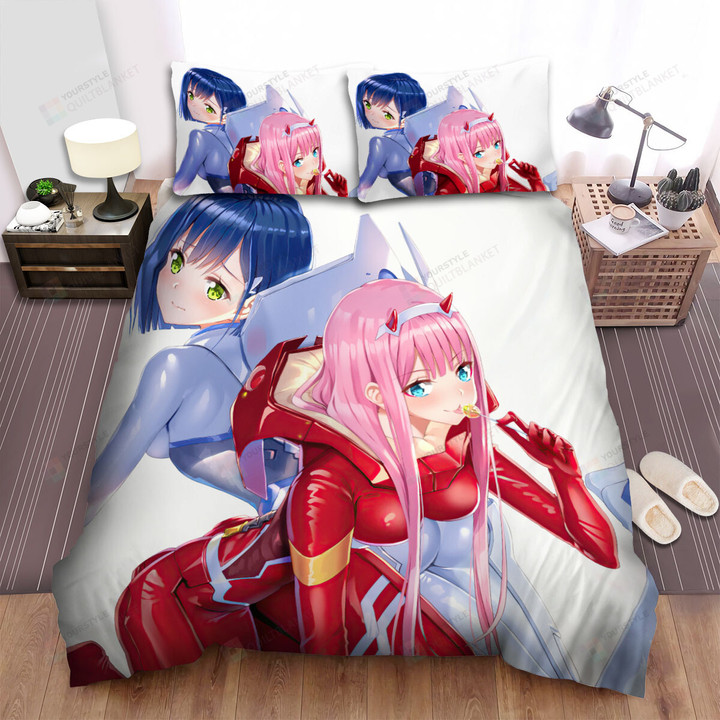 Darling In The Franxx Zero Two & Ichigo In Pilot Suits Bed Sheets Spread Duvet Cover Bedding Sets