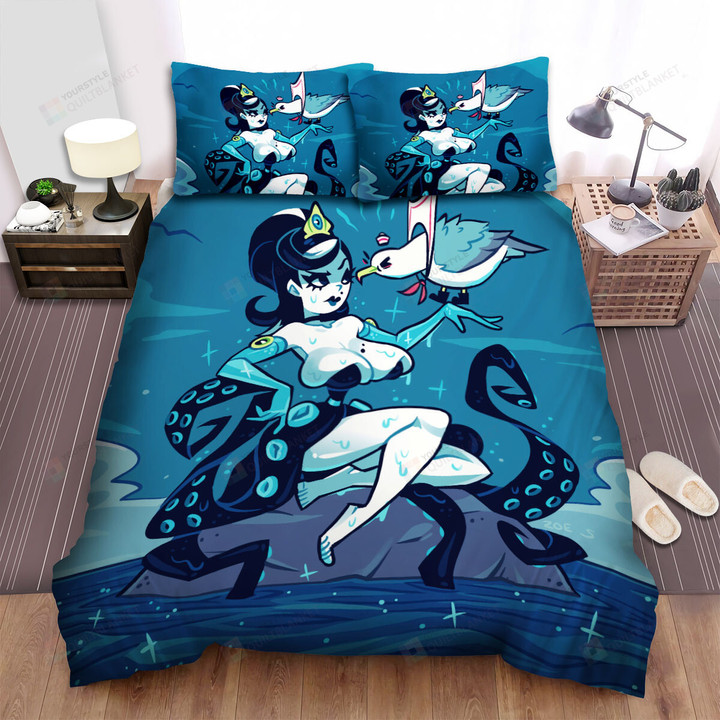 The Wildlife - The Seagull And The Octopus Queen Bed Sheets Spread Duvet Cover Bedding Sets