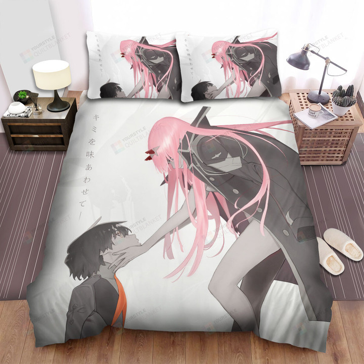 Darling In The Franxx Hiro & Zero Two First Meet Artwork Bed Sheets Spread Duvet Cover Bedding Sets