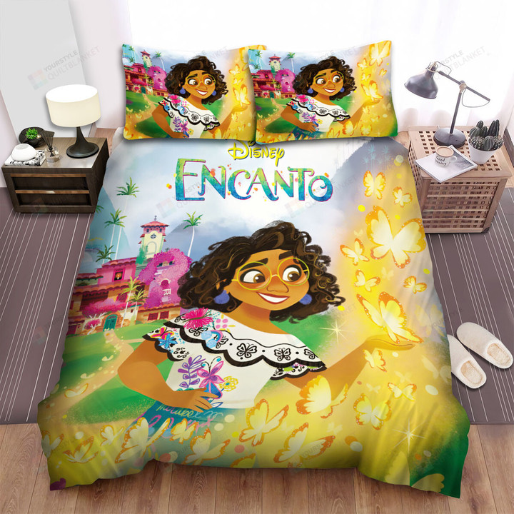 Encanto Mirabel & Golden Butterflies Artwork Bed Sheets Spread Duvet Cover Bedding Sets
