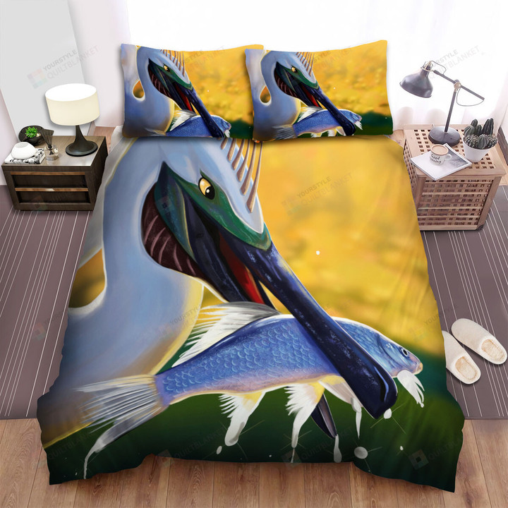 The Wild Animal - The Pelican Caught A Fish Bed Sheets Spread Duvet Cover Bedding Sets
