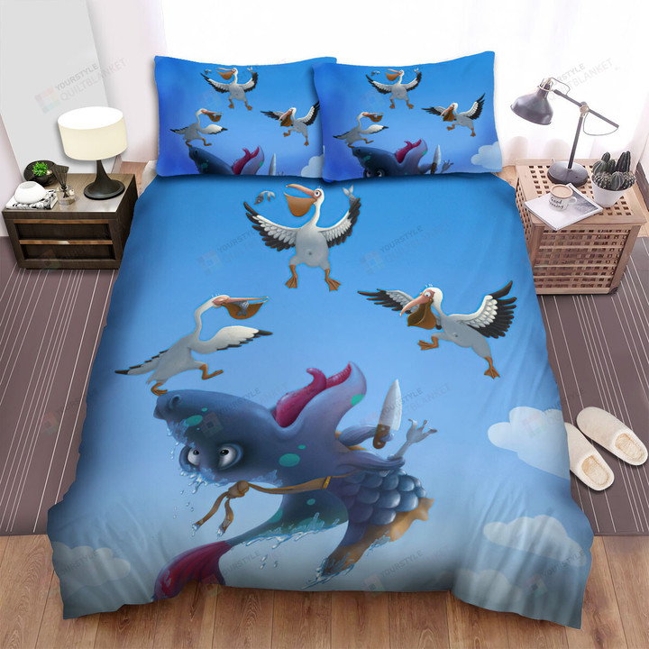 The Wild Animal - The Pelican Versus The Fishes Bed Sheets Spread Duvet Cover Bedding Sets