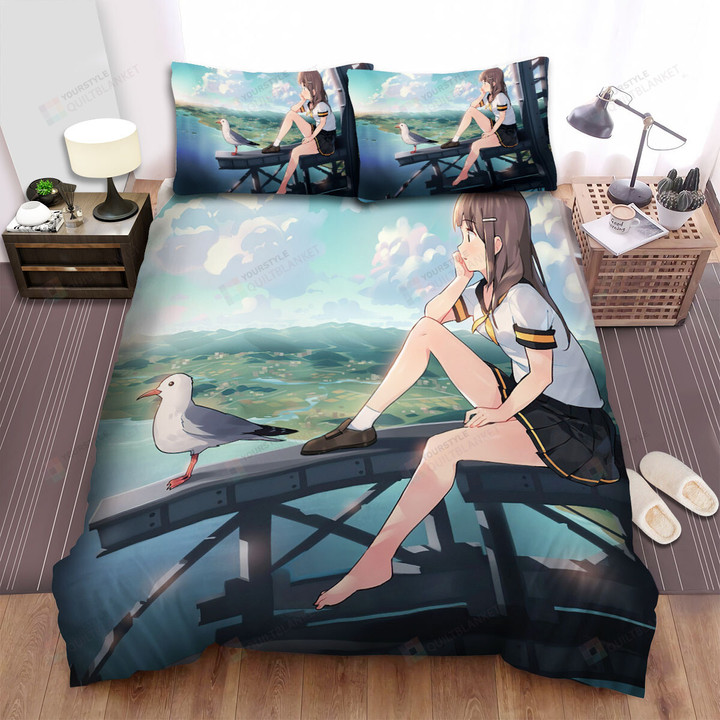 The Wild Animal - The Seagull And The Anime Girl Artwork Bed Sheets Spread Duvet Cover Bedding Sets