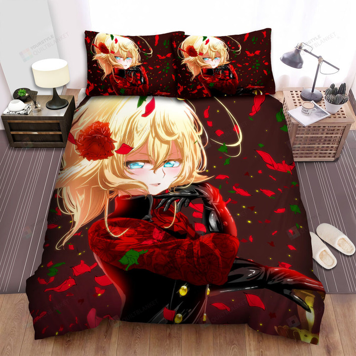 The Saga Of Tanya The Evil Tanya & Red Flowers Artwork Bed Sheets Spread Duvet Cover Bedding Sets