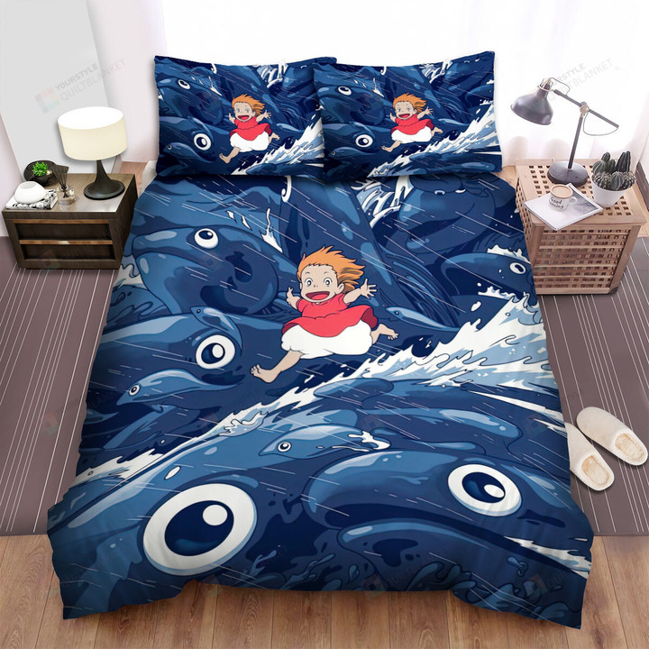 Ponyo (2008) Movie Poster Artwork Bed Sheets Spread Comforter Duvet Cover Bedding Sets