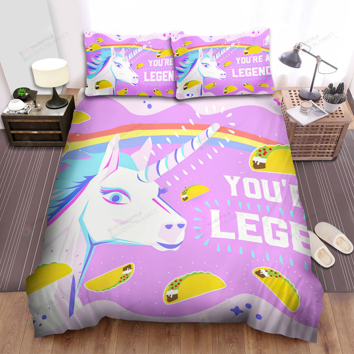 Taco Bell Unicorn You're A Legend Bed Sheets Spread Comforter Duvet Cover Bedding Sets