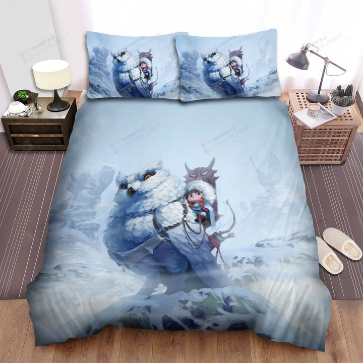 The Wild Bird - Riding On A Snow Owl Bed Sheets Spread Duvet Cover Bedding Sets
