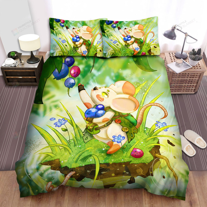The Small Animal - The Mouse Collecting Blue Berries Bed Sheets Spread Duvet Cover Bedding Sets