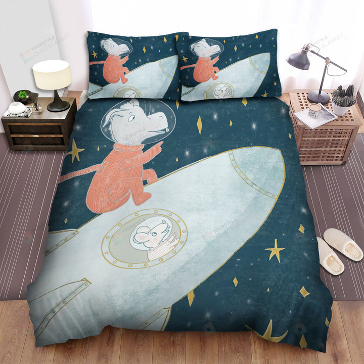 A Donkey Astronaut Outside The Ship Bed Sheets Spread Duvet Cover Bedding Sets