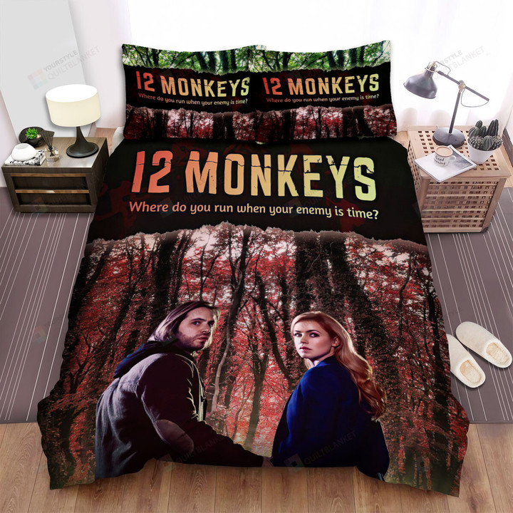 12 Monkeys (2015–2018) Where Do You Run When Your Enemy Is Time Movie Poster Bed Sheets Spread Comforter Duvet Cover Bedding Sets