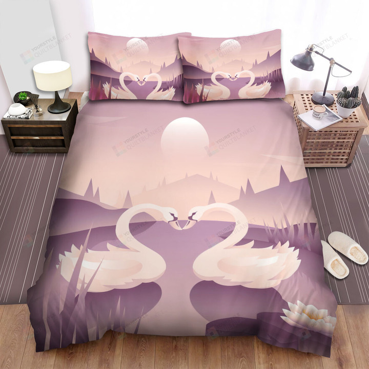 The Wild Animal - The Beautiful Swan In Love Bed Sheets Spread Duvet Cover Bedding Sets