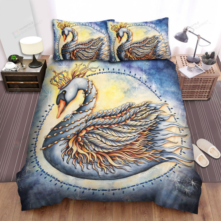 The Wild Animal - The Sparkle Swan King Bed Sheets Spread Duvet Cover Bedding Sets