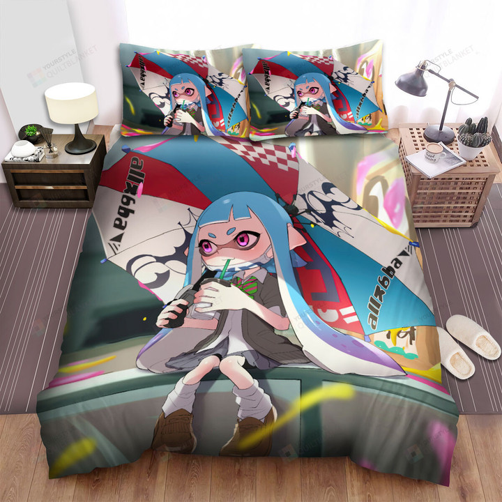 Splatoon - Agent 3 With Blue Bed Sheets Spread Duvet Cover Bedding Sets