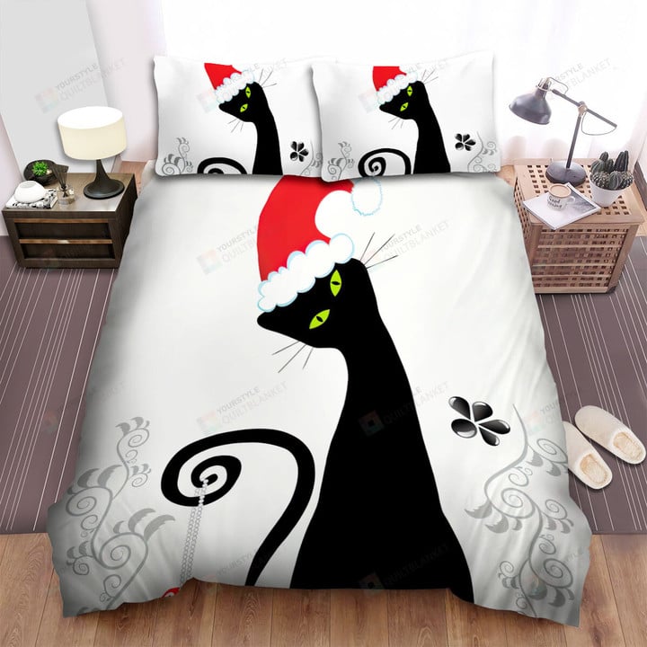 The Christmas Art - Yule Cat With Long Neck Bed Sheets Spread Duvet Cover Bedding Sets