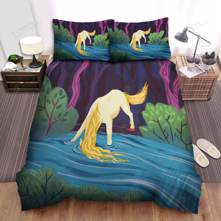 The Wild Creature - The Horse Drinking Water Art Bed Sheets Spread Duvet Cover Bedding Sets