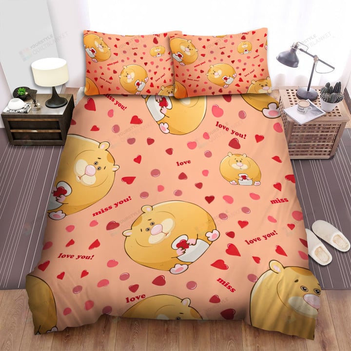 The Cute Animal - The Hamster Says Love You Bed Sheets Spread Duvet Cover Bedding Sets
