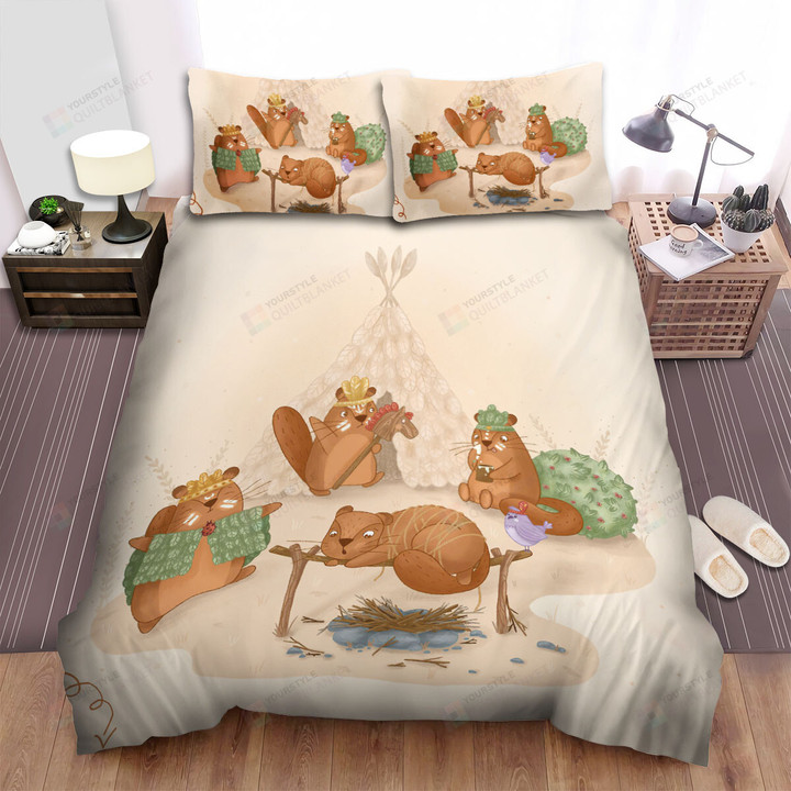 The Wildlife - The Beaver Ethnic Art Bed Sheets Spread Duvet Cover Bedding Sets
