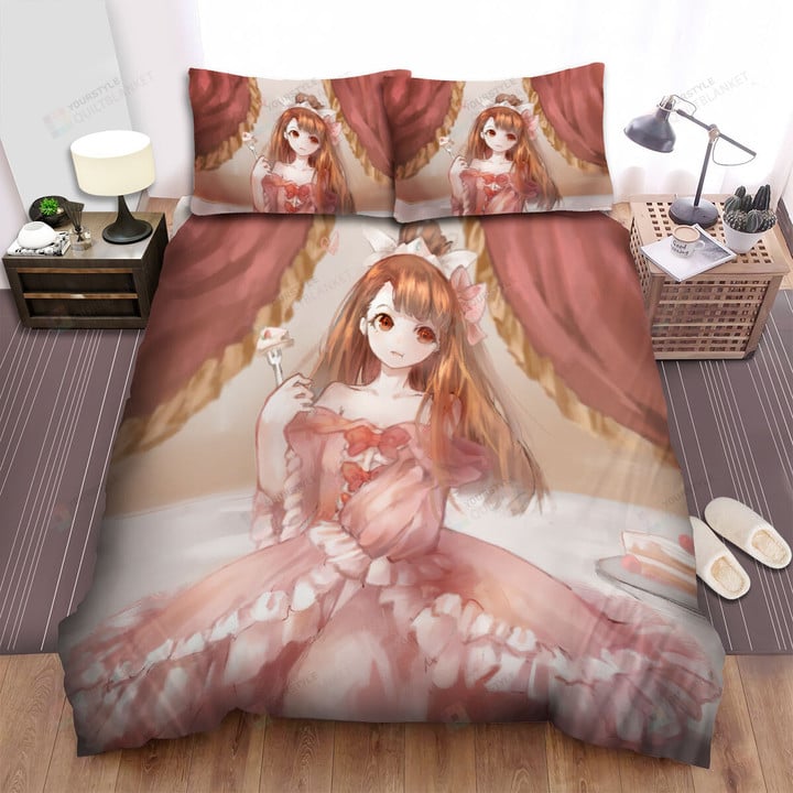 Little Witch Academia Atsuko Kagari In Pink Dress Artwork Bed Sheets Spread Duvet Cover Bedding Sets