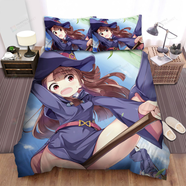 Little Witch Academia Atsuko Kagari Learning To Ride Flying Broom Bed Sheets Spread Duvet Cover Bedding Sets