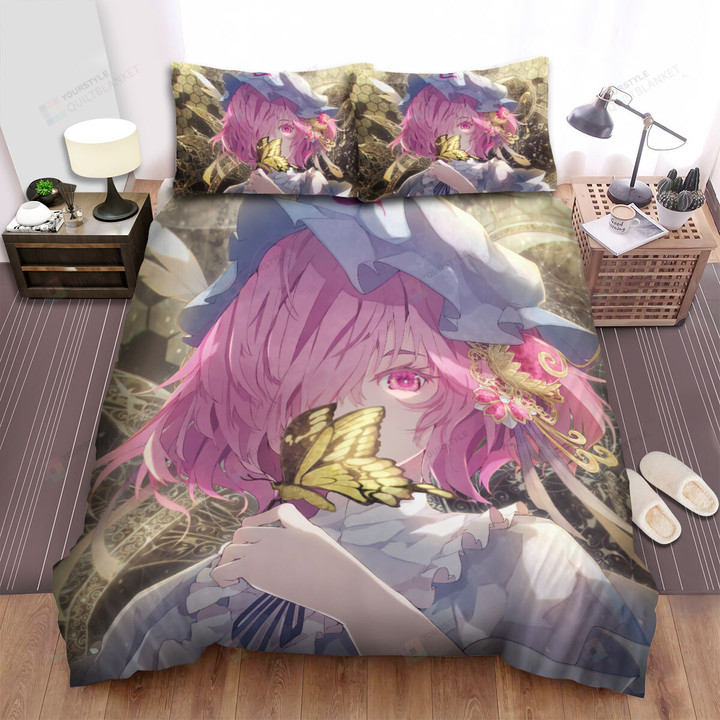Touhou Saigyouji Yuyuko & Golden Butterfly Bed Sheets Spread Duvet Cover Bedding Sets