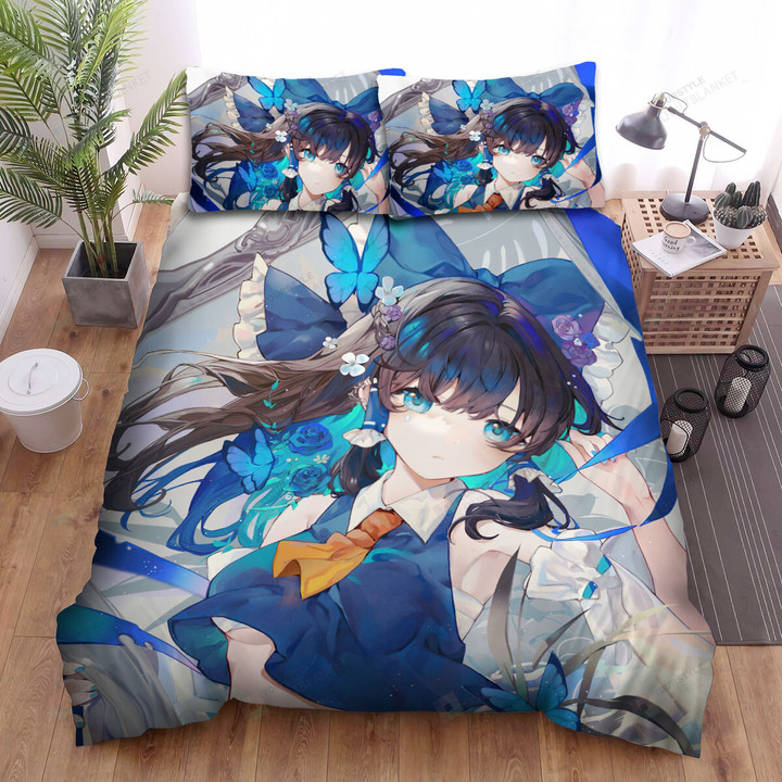 Touhou Blue Reimu Bed Sheets Spread Duvet Cover Bedding Sets