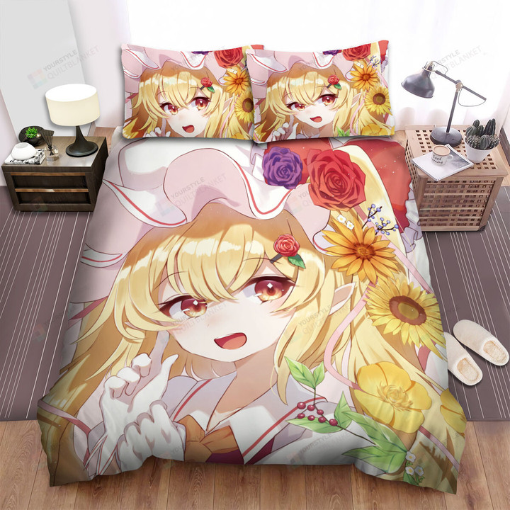 Touhou Flandre Scarlet With Flowers On Her Hair Bed Sheets Spread Duvet Cover Bedding Sets