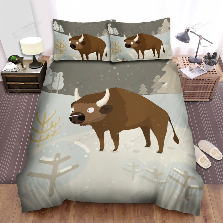 The Wild Animal - The Bison In The Winter Bed Sheets Spread Duvet Cover Bedding Sets