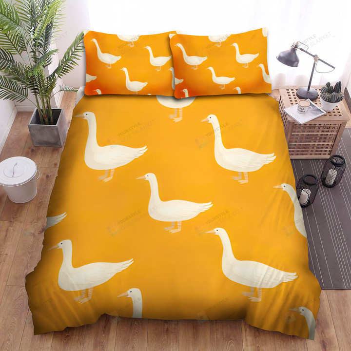 The Farm Animal - The Goose In Orange Background Bed Sheets Spread Duvet Cover Bedding Sets