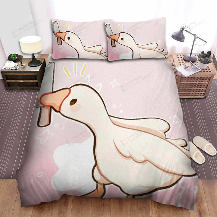 The Farm Animal - The Goose Coming With A Knife Bed Sheets Spread Duvet Cover Bedding Sets