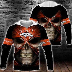 Skull Denver Broncos Logo 3D All Over Print Hoodie, Zip-up Hoodie