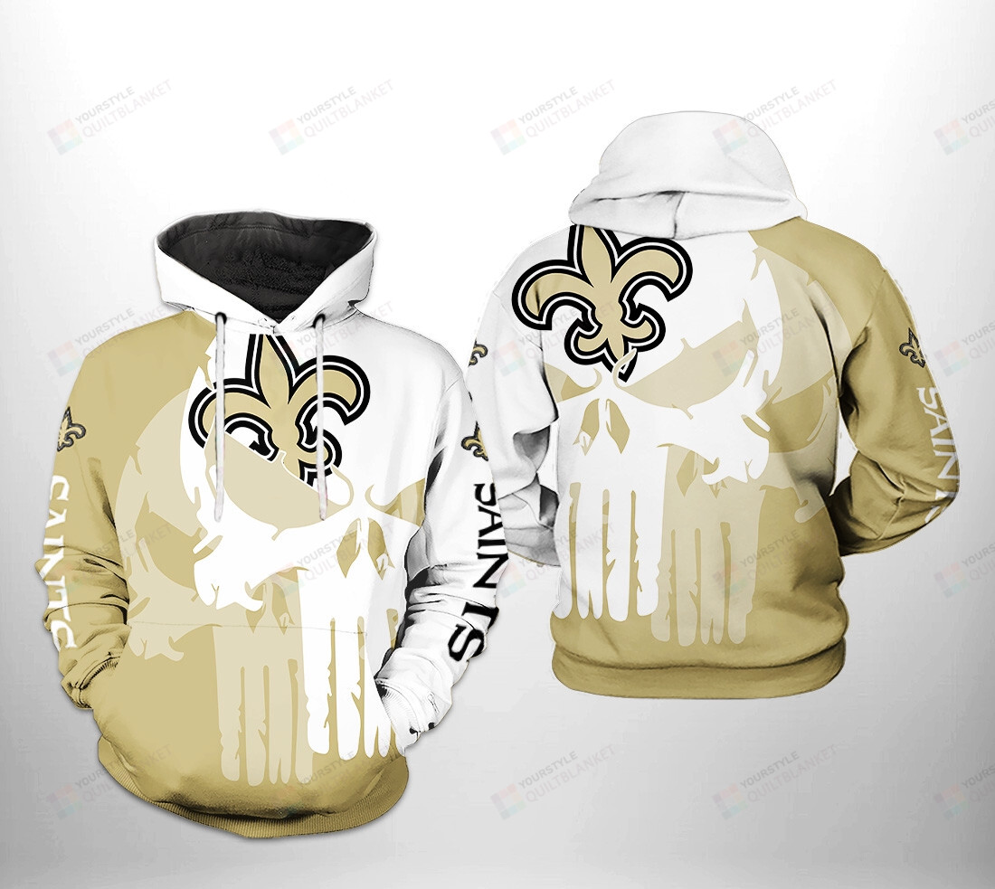 New Orleans Saints NFL Team Skull 3D All Over Print Hoodie, Zip-up Hoodie