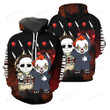 Michael Myers & Pennywise 3D All Over Print Hoodie, Zip-up Hoodie