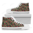 Red Rose Flower Camouflage Print White High Top Shoes For Men And Women