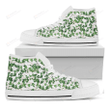 Watercolor Ivy Leaf Pattern Print White High Top Shoes For Men And Women