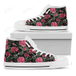 Watercolor Peony Pattern Print White High Top Shoes For Men And Women